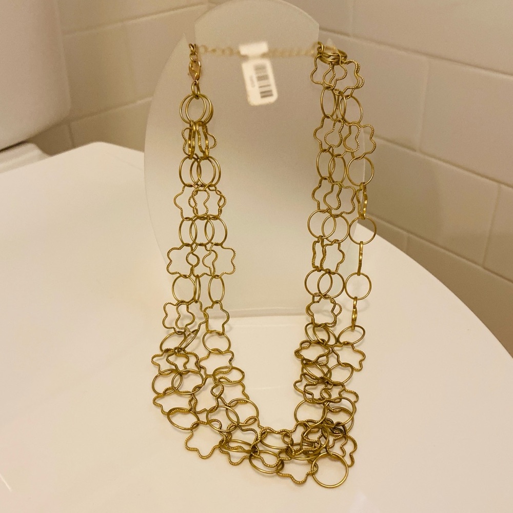 Gold Multistrand Chain Statement Jewelry Necklace